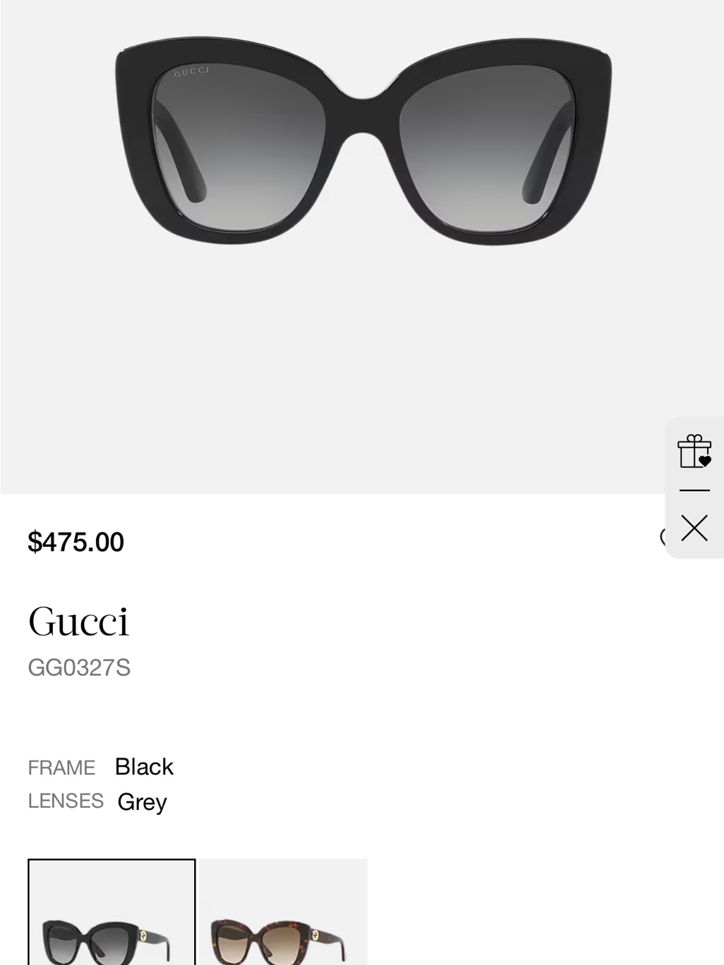 Gucci Oversized Black Frame Sunglasses With Grey Gradient Lenses